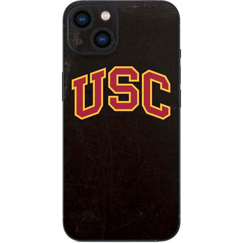 University of Southern California USC Logo Black Distressed iPhone 15 Skin