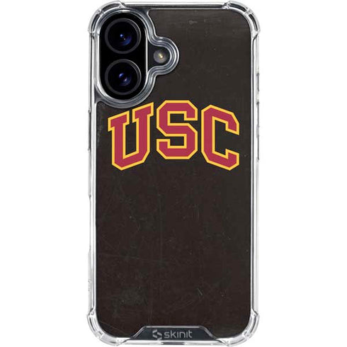University of Southern California USC Logo Black Distressed iPhone 16 Clear Case