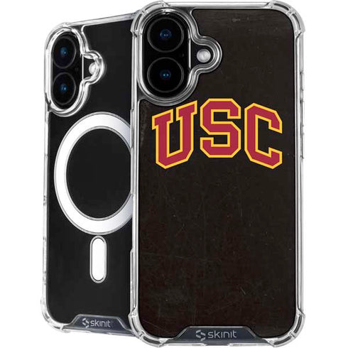 University of Southern California USC Logo Black Distressed iPhone 16 Plus MagSafe Case