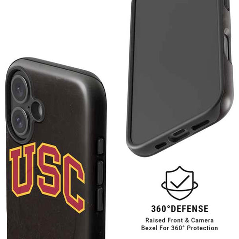 University of Southern California USC Logo Black Distressed iPhone 16 Plus Magsafe Impact Case