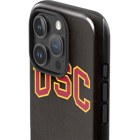 University of Southern California USC Logo Black Distressed iPhone 16 Pro Max Impact Case