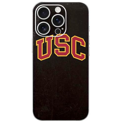 University of Southern California USC Logo Black Distressed iPhone 16 Pro Skin