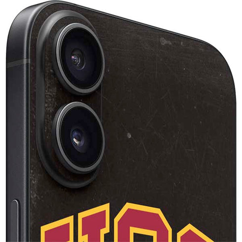 University of Southern California USC Logo Black Distressed iPhone 16 Skin