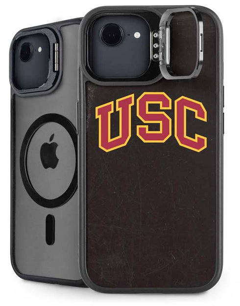 University of Southern California USC Logo Black Distressed iPhone 16e Kickstand Case