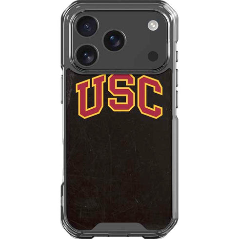 University of Southern California USC Logo Black Distressed iPhone 18 Pro Clear Case