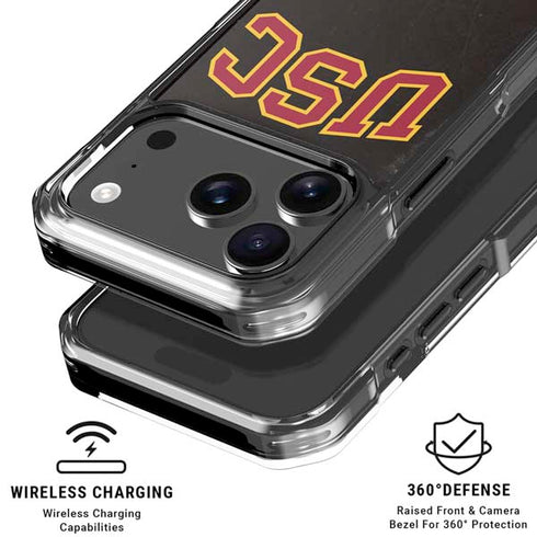 University of Southern California USC Logo Black Distressed iPhone 18 Pro Clear Case