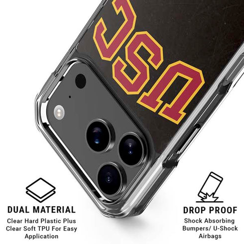 University of Southern California USC Logo Black Distressed iPhone 18 Pro Clear Case