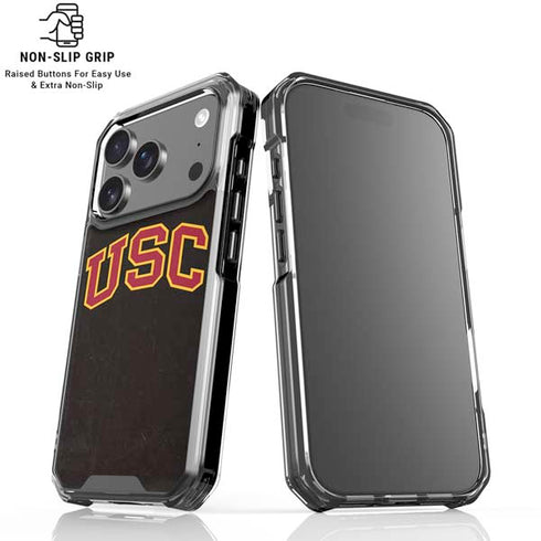 University of Southern California USC Logo Black Distressed iPhone 18 Pro Clear Case