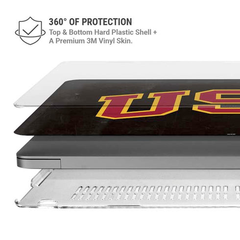 University of Southern California USC Logo Black Distressed MacBook Pro 14in (2021-24) Case plus Skin
