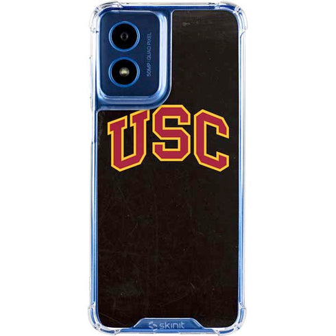 University of Southern California USC Logo Black Distressed Moto G 5G (2024) Clear Case