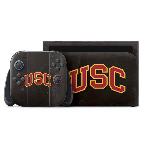 University of Southern California USC Logo Black Distressed Nintendo Skins
