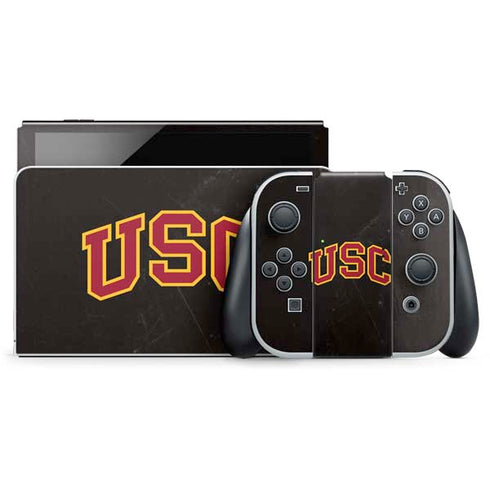 University of Southern California USC Logo Black Distressed Nintendo Skins