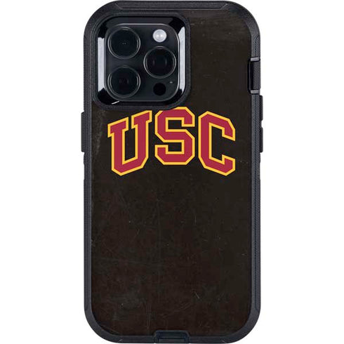 University of Southern California USC Logo Black Distressed Otterbox Defender iPhone Skin