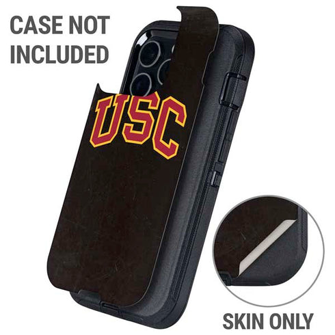 University of Southern California USC Logo Black Distressed Otterbox Defender iPhone Skin