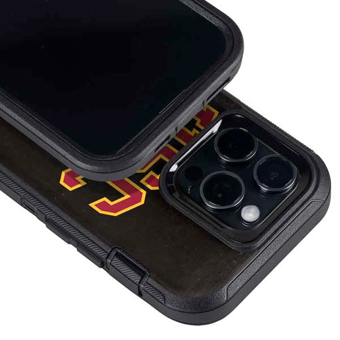 University of Southern California USC Logo Black Distressed Otterbox Defender iPhone Skin