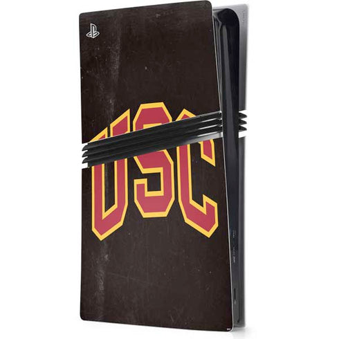 University of Southern California USC Logo Black Distressed PS5 Pro Console Skin