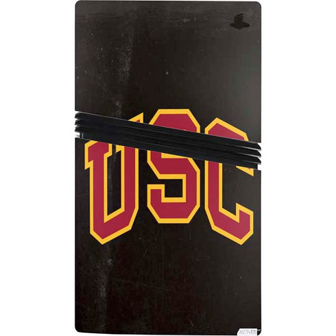 University of Southern California USC Logo Black Distressed PS5 Pro Console Skin