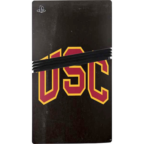 University of Southern California USC Logo Black Distressed PS5 Pro Disk Bundle Skin