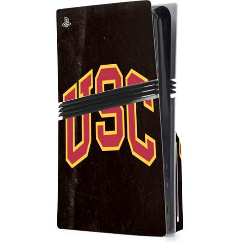University of Southern California USC Logo Black Distressed PS5 Pro Disk Console Skin