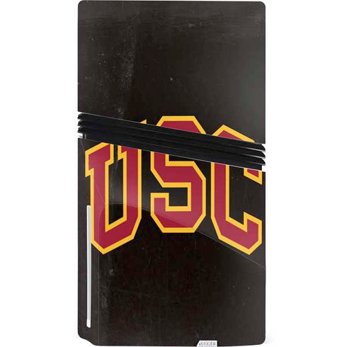 University of Southern California USC Logo Black Distressed PS5 Pro Disk Console Skin
