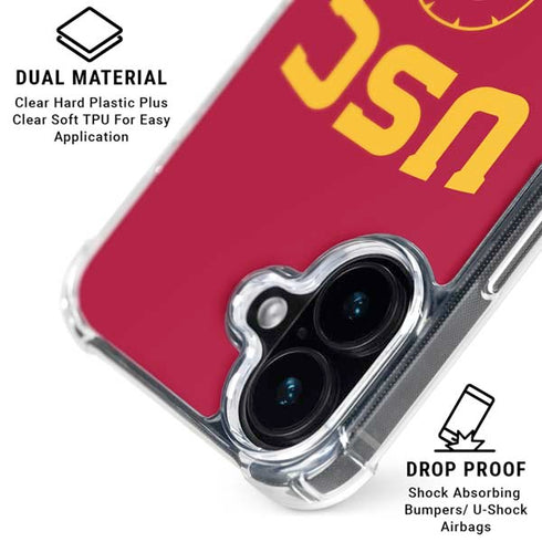 University of Southern California USC Trojan Logo iPhone 16 Plus Clear Case