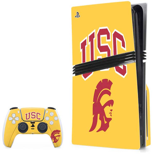 University of Southern California USC Trojans Yellow PS5 Pro Disk Bundle Skin