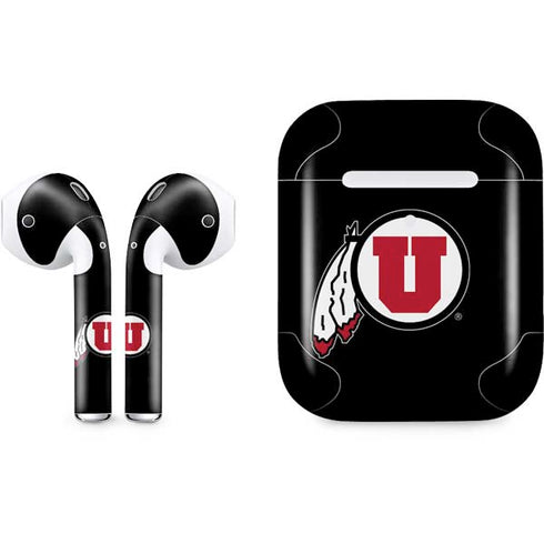 Utah Circle and Feather on Black Apple AirPods 2 Skin