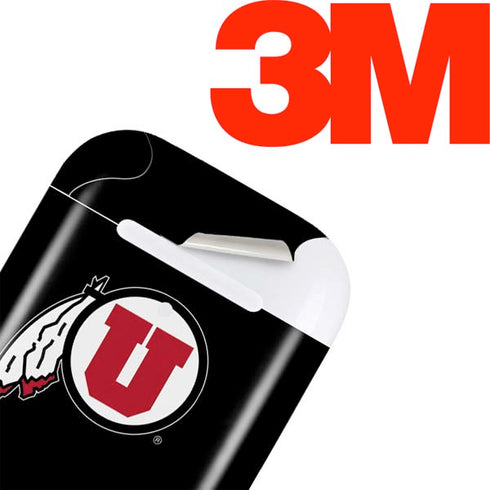 Utah Circle and Feather on Black Apple AirPods 2 Skin