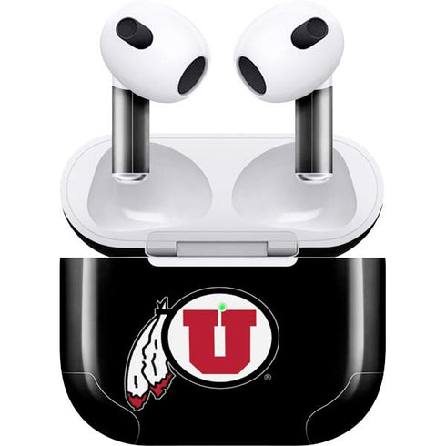 Utah Circle and Feather on Black Apple AirPods (3rd Gen 2021) Skin