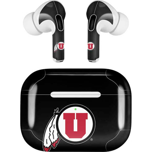 Utah Circle and Feather on Black Apple AirPods Pro Skin