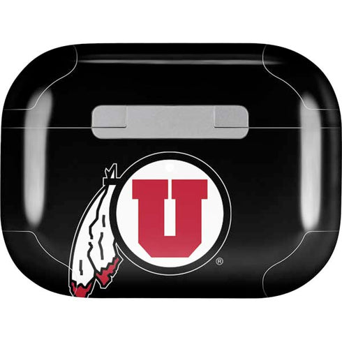 Utah Circle and Feather on Black Apple AirPods Pro Skin