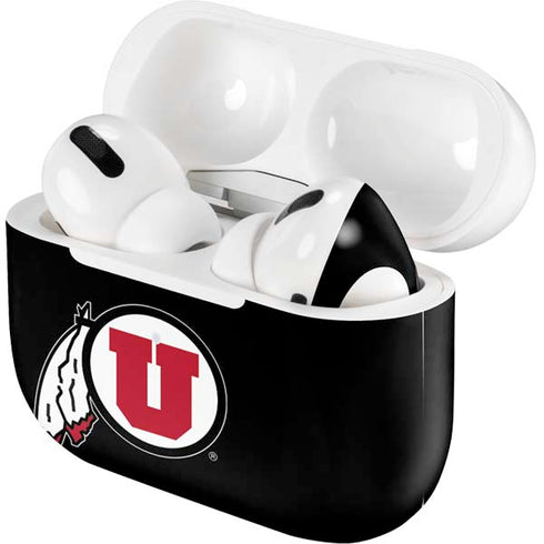 Utah Circle and Feather on Black Apple AirPods Pro Skin