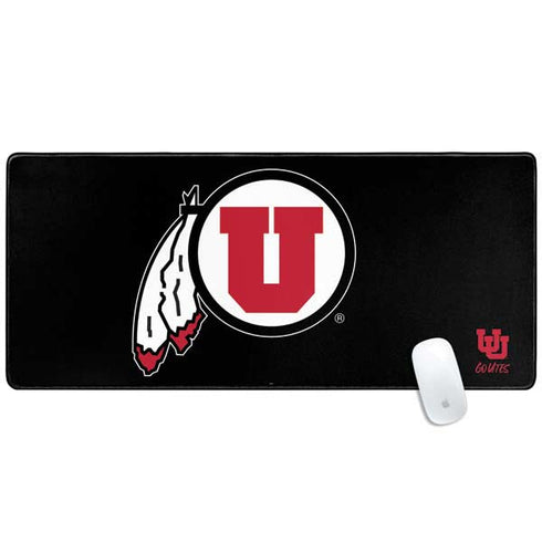 University of Utah Circle and Feather on Black Gaming Mouse Pad