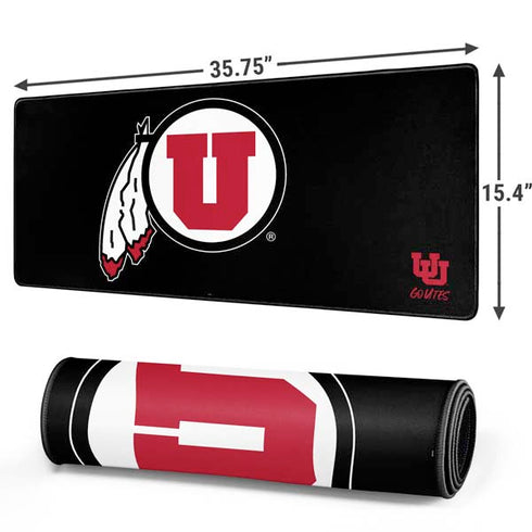 University of Utah Circle and Feather on Black Gaming Mouse Pad