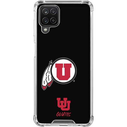 Utah Circle and Feather on Black Galaxy A12 Clear Case