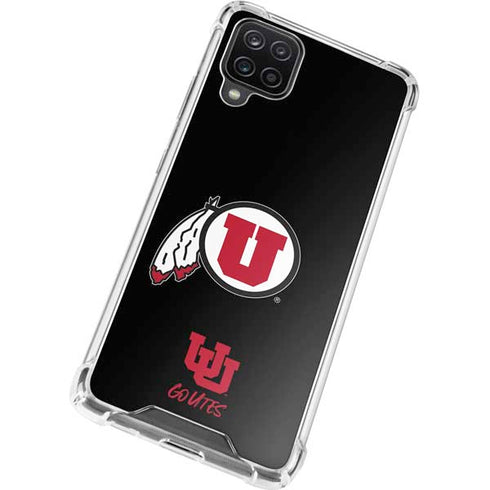 Utah Circle and Feather on Black Galaxy A12 Clear Case
