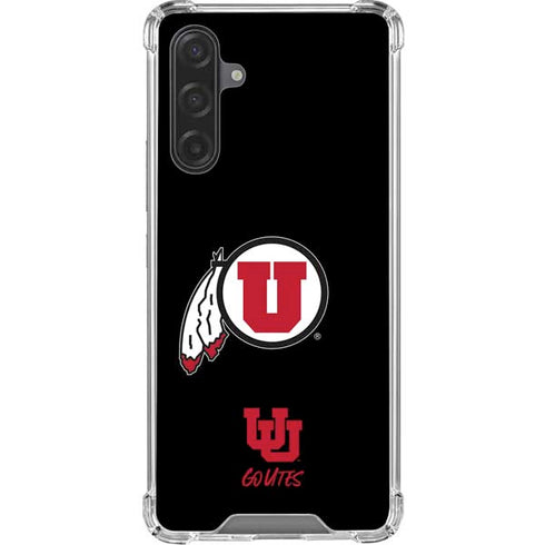 University of Utah Circle and Feather on Black Galaxy A17 Clear Case