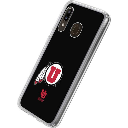 Utah Circle and Feather on Black Galaxy A20 Clear Case