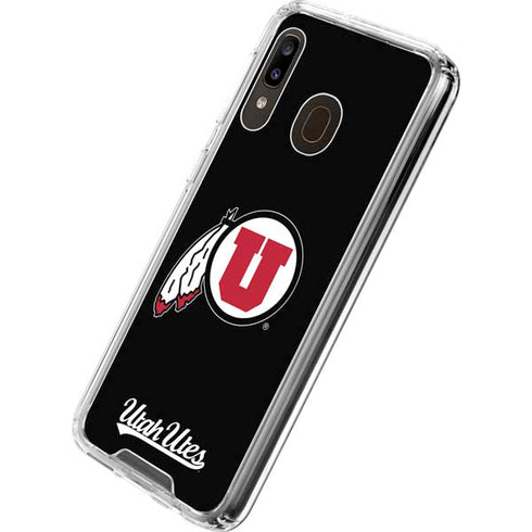 Utah Circle and Feather on Black Galaxy A30 Clear Case