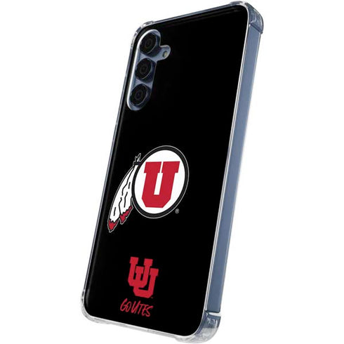 University of Utah Circle and Feather on Black Galaxy A35 5G Clear Case
