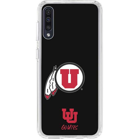 Utah Circle and Feather on Black Galaxy A50 Clear Case
