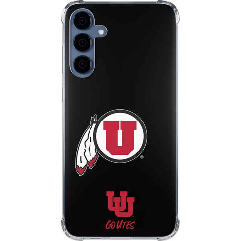 University of Utah Circle and Feather on Black Galaxy A55 5G Clear Case