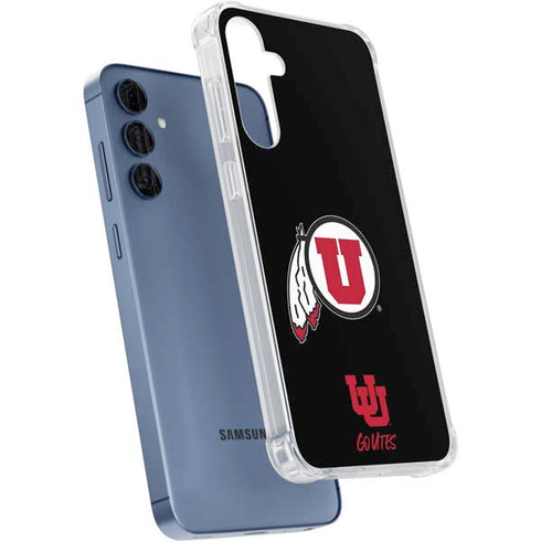 University of Utah Circle and Feather on Black Galaxy A55 5G Clear Case