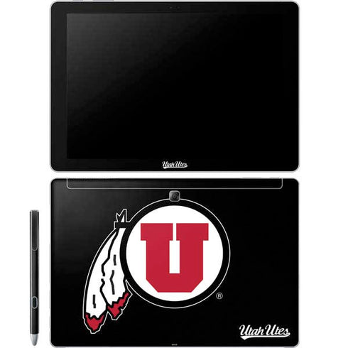 Utah Circle and Feather on Black Galaxy Book 12in Skin