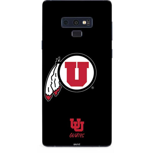 Utah Circle and Feather on Black Galaxy Note 9 Skin