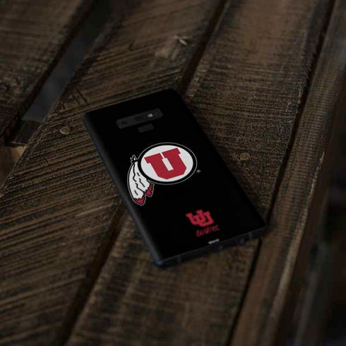 Utah Circle and Feather on Black Galaxy Note 9 Skin
