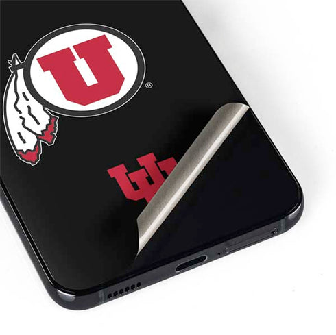 Utah Circle and Feather on Black Galaxy S22 Skin