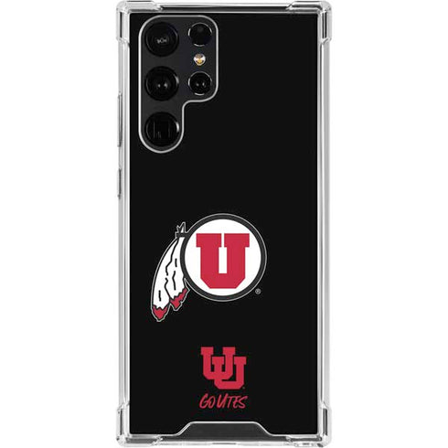 Utah Circle and Feather on Black Galaxy S22 Ultra Clear Case
