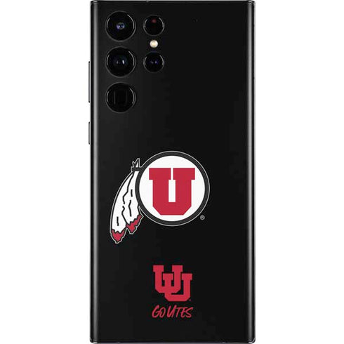 Utah Circle and Feather on Black Galaxy S22 Ultra Skin