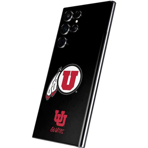 Utah Circle and Feather on Black Galaxy S22 Ultra Skin